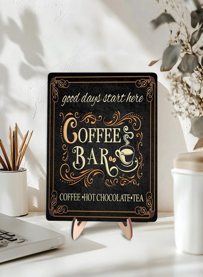 DMADNF Coffee Bar Sign Plaque, Coffee Signs for Coffee Station, Vintage Coffee Sign Decor for Kitchen, Coffee Bar Accessories, Coffee Themed Gifts, Farmhouse Cafe Sign,Coffee & Tea Bar Decor Signs (Black, - Image 3
